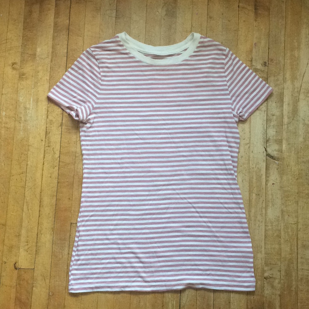 Mossimo White and Pink Striped Tee